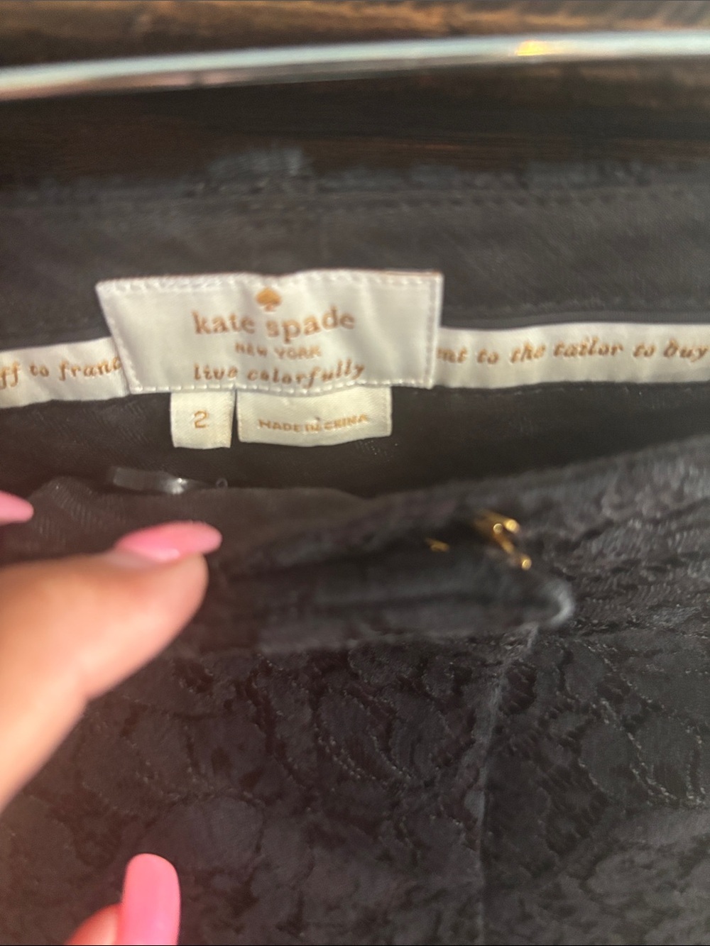 kate spade Black Cropped Jacquard Ankle Pants - Picture 3 of 5
